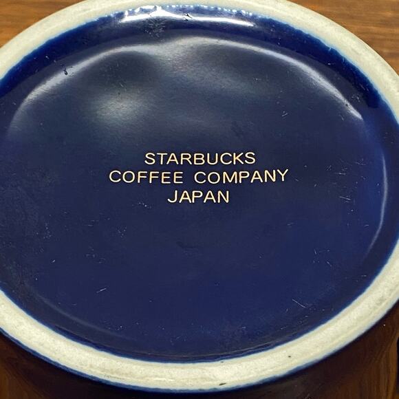 Vintage Cobalt‎ Blue Retired Starbucks Gold Mermaid Logo 10 oz Coffee Mug Japan - Picture 5 of 9